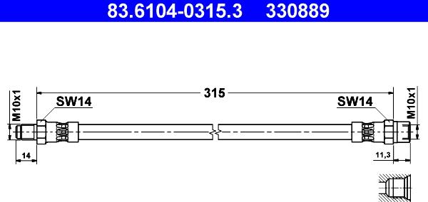 ATE 83.6104-0315.3 - Flessibile del freno autozon.pro