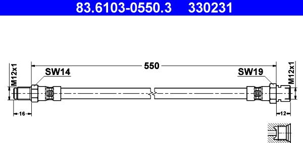 ATE 83.6103-0550.3 - Flessibile del freno autozon.pro