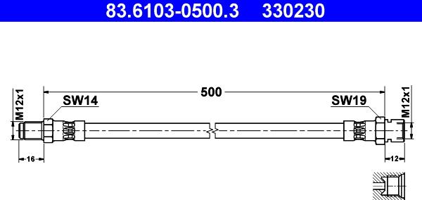 ATE 83.6103-0500.3 - Flessibile del freno autozon.pro