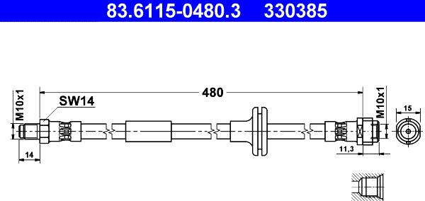 ATE 83.6115-0480.3 - Flessibile del freno autozon.pro