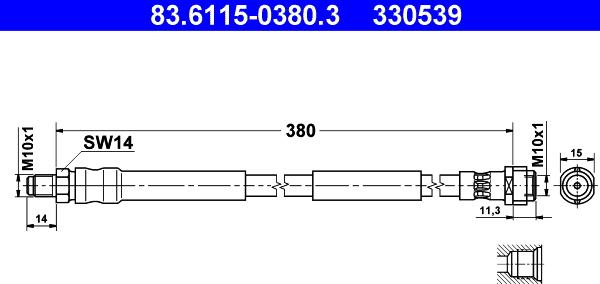 ATE 83.6115-0380.3 - Flessibile del freno autozon.pro