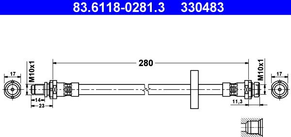 ATE 83.6118-0281.3 - Flessibile del freno autozon.pro