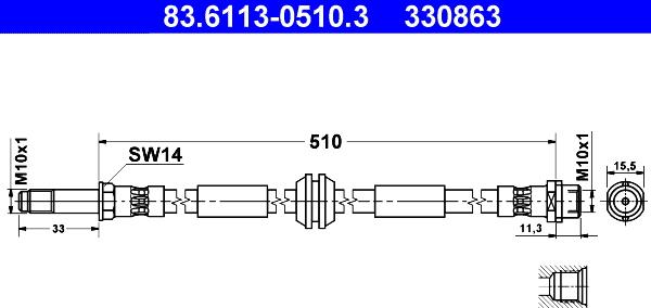 ATE 83.6113-0510.3 - Flessibile del freno autozon.pro