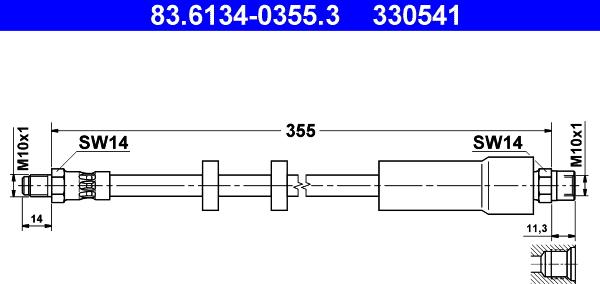 ATE 83.6134-0355.3 - Flessibile del freno autozon.pro