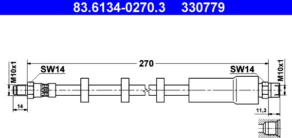 ATE 83.6134-0270.3 - Flessibile del freno autozon.pro