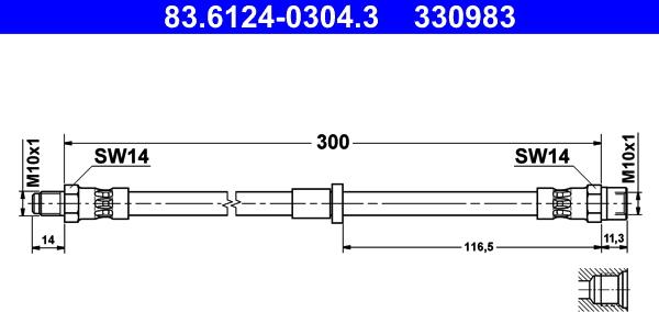 ATE 83.6124-0304.3 - Flessibile del freno autozon.pro