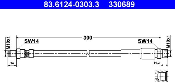 ATE 83.6124-0303.3 - Flessibile del freno autozon.pro