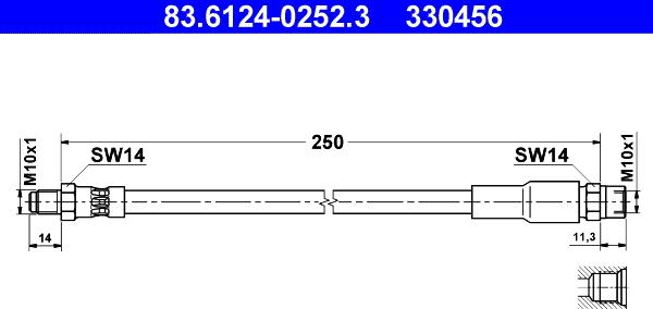 ATE 83.6124-0252.3 - Flessibile del freno autozon.pro