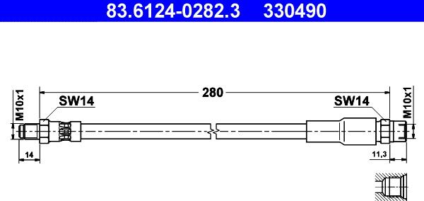 ATE 83.6124-0282.3 - Flessibile del freno autozon.pro