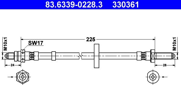 ATE 83.6339-0228.3 - Flessibile del freno autozon.pro