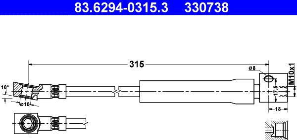 ATE 83.6294-0315.3 - Flessibile del freno autozon.pro