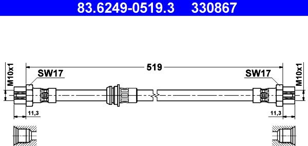 ATE 83.6249-0519.3 - Flessibile del freno autozon.pro