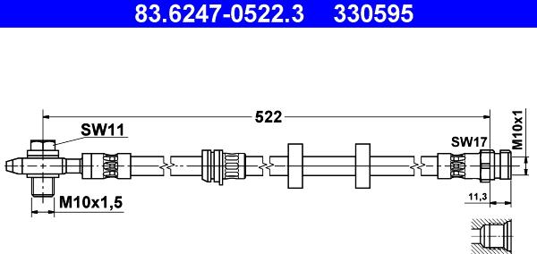 ATE 83.6247-0522.3 - Flessibile del freno autozon.pro