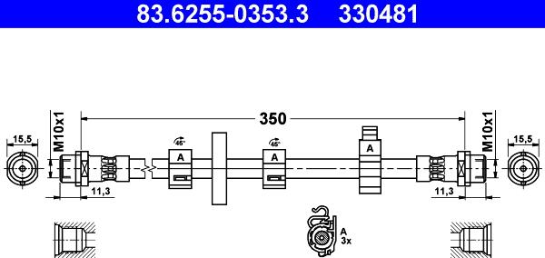 ATE 83.6255-0353.3 - Flessibile del freno autozon.pro