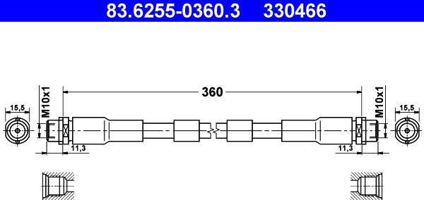 ATE 83.6255-0360.3 - Flessibile del freno autozon.pro