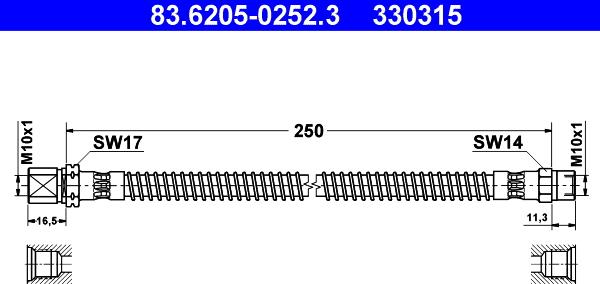 ATE 83.6205-0252.3 - Flessibile del freno autozon.pro