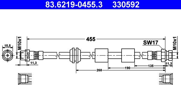 ATE 83.6219-0455.3 - Flessibile del freno autozon.pro