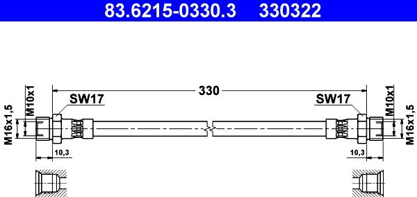 ATE 83.6215-0330.3 - Flessibile del freno autozon.pro