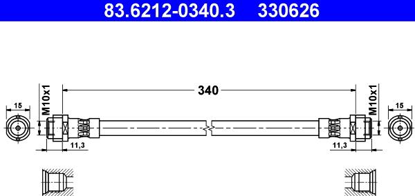 ATE 83.6212-0340.3 - Flessibile del freno autozon.pro