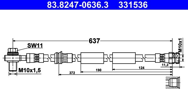 ATE 83.8247-0636.3 - Flessibile del freno autozon.pro