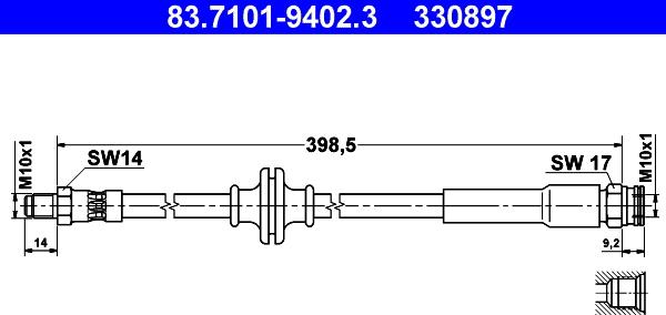 ATE 83.7101-9402.3 - Flessibile del freno autozon.pro