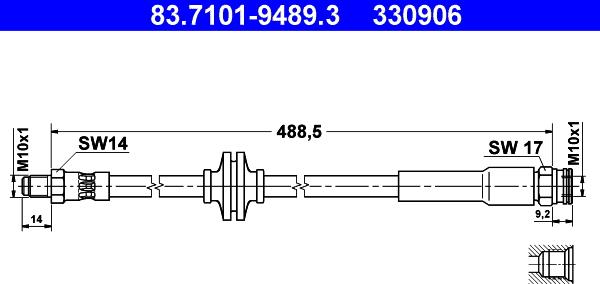 ATE 83.7101-9489.3 - Flessibile del freno autozon.pro