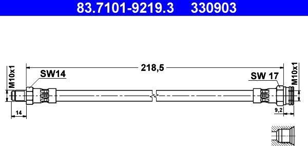 ATE 83.7101-9219.3 - Flessibile del freno autozon.pro