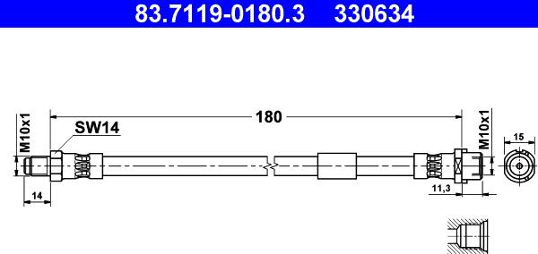 ATE 83.7119-0180.3 - Flessibile del freno autozon.pro