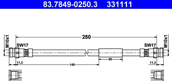 ATE 83.7849-0250.3 - Flessibile del freno autozon.pro