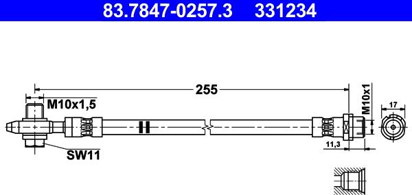 ATE 83.7847-0257.3 - Flessibile del freno autozon.pro