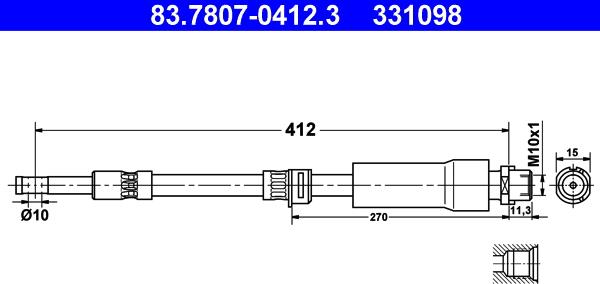 ATE 83.7807-0412.3 - Flessibile del freno autozon.pro