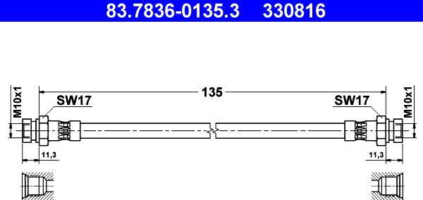 ATE 83.7836-0135.3 - Flessibile del freno autozon.pro