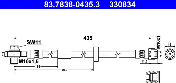 ATE 83.7838-0435.3 - Flessibile del freno autozon.pro