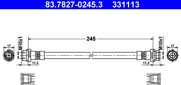 ATE 83.7827-0245.3 - Flessibile del freno autozon.pro