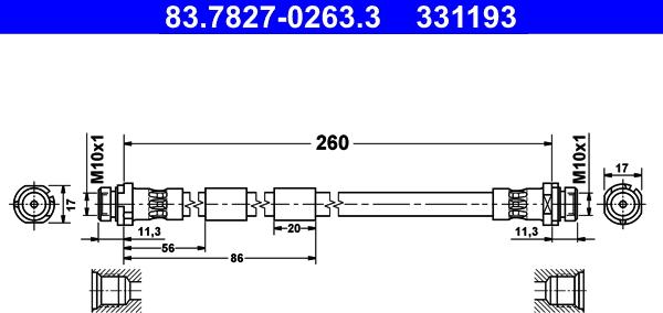 ATE 83.7827-0263.3 - Flessibile del freno autozon.pro