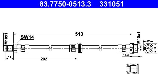 ATE 83.7750-0513.3 - Flessibile del freno autozon.pro