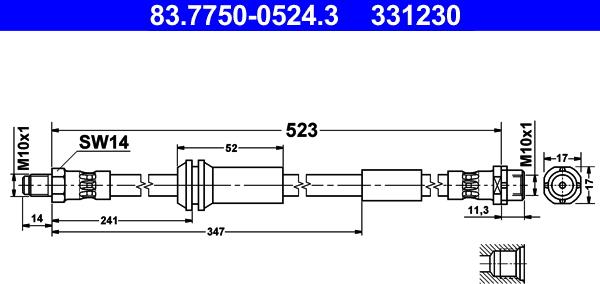 ATE 83.7750-0524.3 - Flessibile del freno autozon.pro