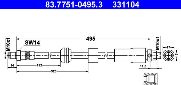 ATE 83.7751-0495.3 - Flessibile del freno autozon.pro