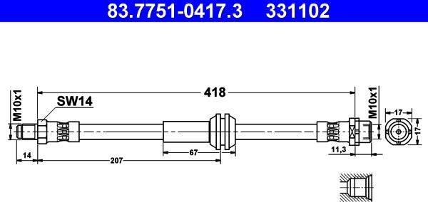 ATE 83.7751-0417.3 - Flessibile del freno autozon.pro