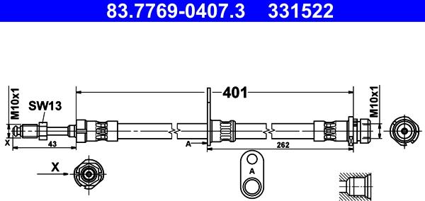 ATE 83.7769-0407.3 - Flessibile del freno autozon.pro