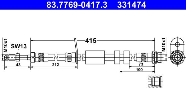 ATE 83.7769-0417.3 - Flessibile del freno autozon.pro