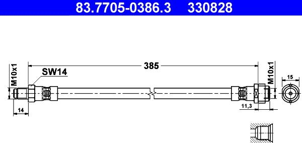 ATE 83.7705-0386.3 - Flessibile del freno autozon.pro