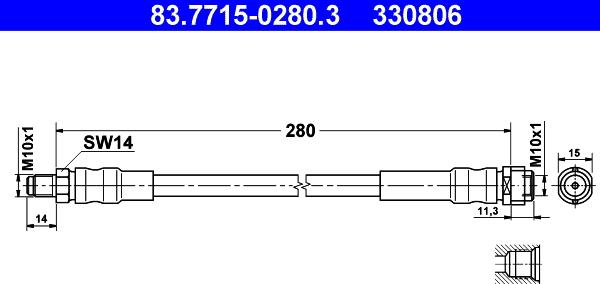 ATE 83.7715-0280.3 - Flessibile del freno autozon.pro