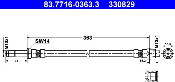 ATE 83.7716-0363.3 - Flessibile del freno autozon.pro