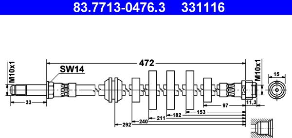 ATE 83.7713-0476.3 - Flessibile del freno autozon.pro