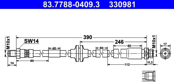 ATE 83.7788-0409.3 - Flessibile del freno autozon.pro