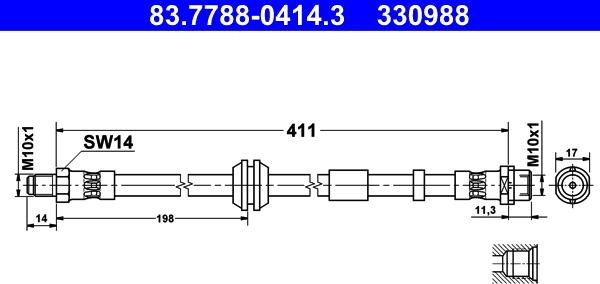 ATE 83.7788-0414.3 - Flessibile del freno autozon.pro