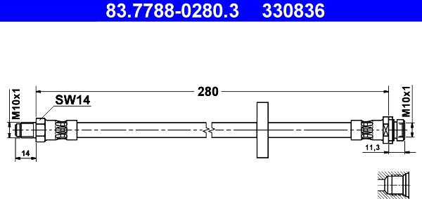 ATE 83.7788-0280.3 - Flessibile del freno autozon.pro