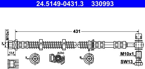 ATE 24.5149-0431.3 - Flessibile del freno autozon.pro