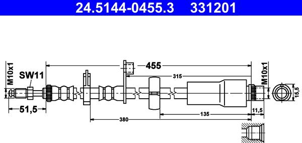 ATE 24.5144-0455.3 - Flessibile del freno autozon.pro